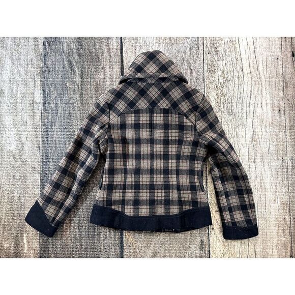 Soia & Kyo Women's Wool Blend Coat Jacket Tan Plaid Size Small Big Button - Picture 5 of 7